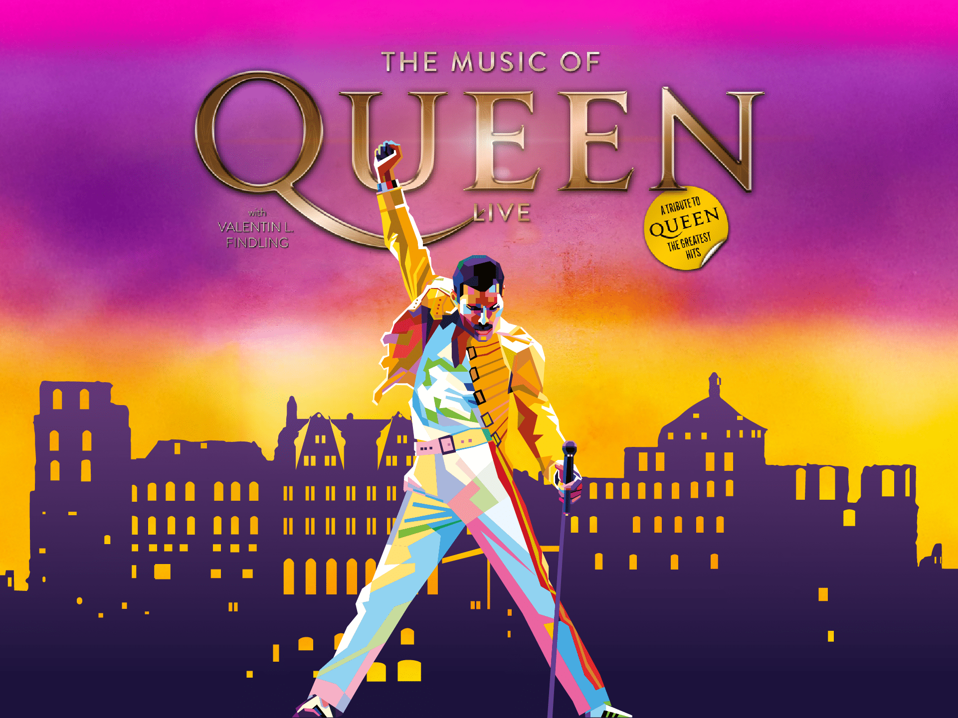 Queen Tribute Dinner-Show Bühne Schloss Heidelberg mit Valentin L. Findling als Freddie Mercury