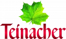 Teinacher Logo mit grünem Ahornblatt und roter Schrift – natürliches Mineralwasser und Erfrischungsgetränke aus dem Schwarzwald